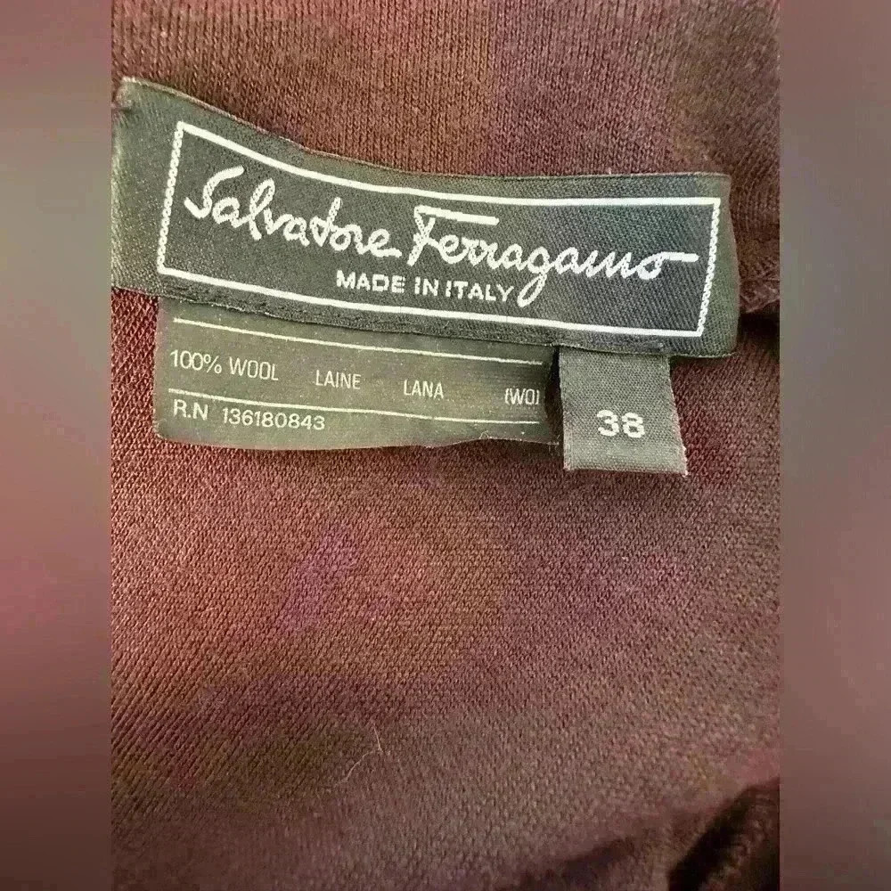Salvatore Ferragamo Wool Plum Pencil Dress Size 38 - Picture 9 of 10